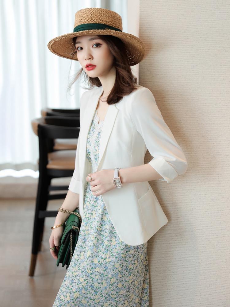 Весенне-летний блейзер Feminino с рукавами три четверти с зубчатыми карманами офисное женское пальто