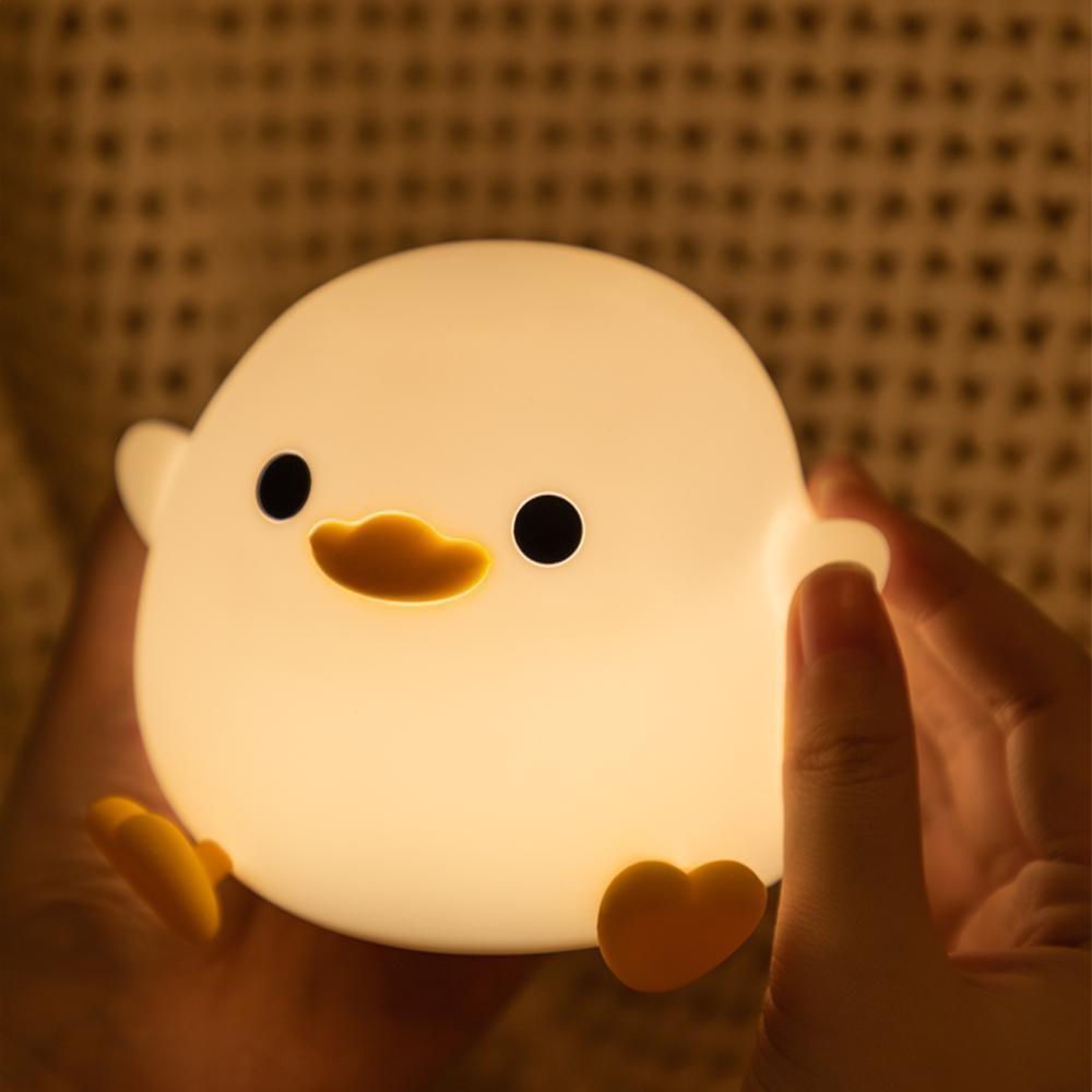 Cartoon Duck Night Light Usb Rechargeable Bedroom Bedside Night Lamp Gift Birthday Dimmable Soft Led Decoration