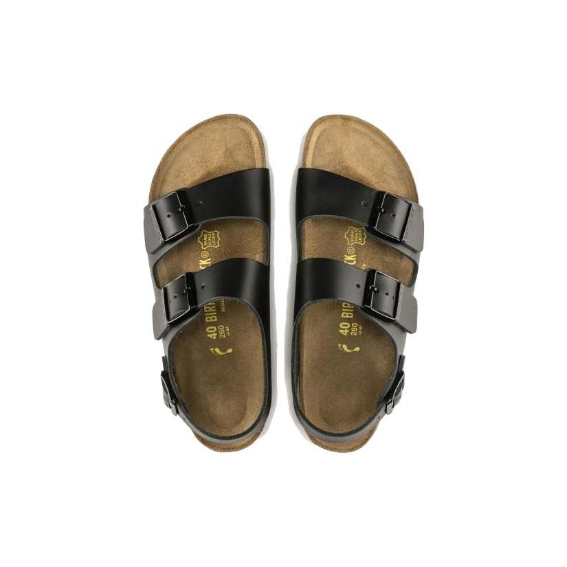 Birkenstock Миланская кожа Мягкие Удобные Толстая подошва Пряжка Пляжные сандалии Мужские сандалии Черный 0034191