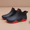 Rain shoes female adult fashion outer wear short tube couple rain boots warm flat waterproof kitchen work car wash rubber shoes male