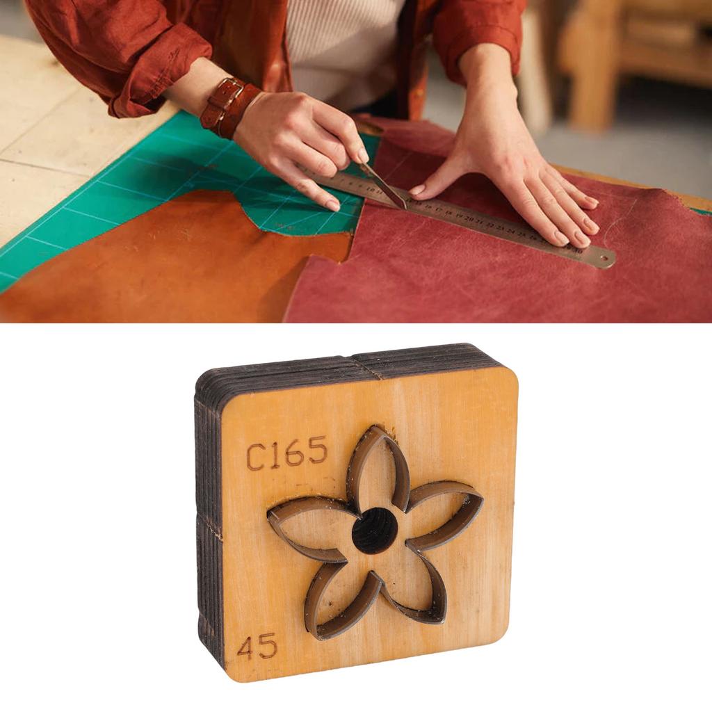 Цветочный штамп для резки кожи   Деревянная основа Углеродистая сталь Форма цветка Штамп для резки кожи для рукоделия