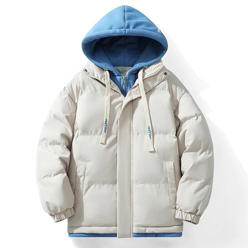 Новое зимнее мужское толстое стеганое пальто, свободная модная стеганая куртка с двумя капюшонами