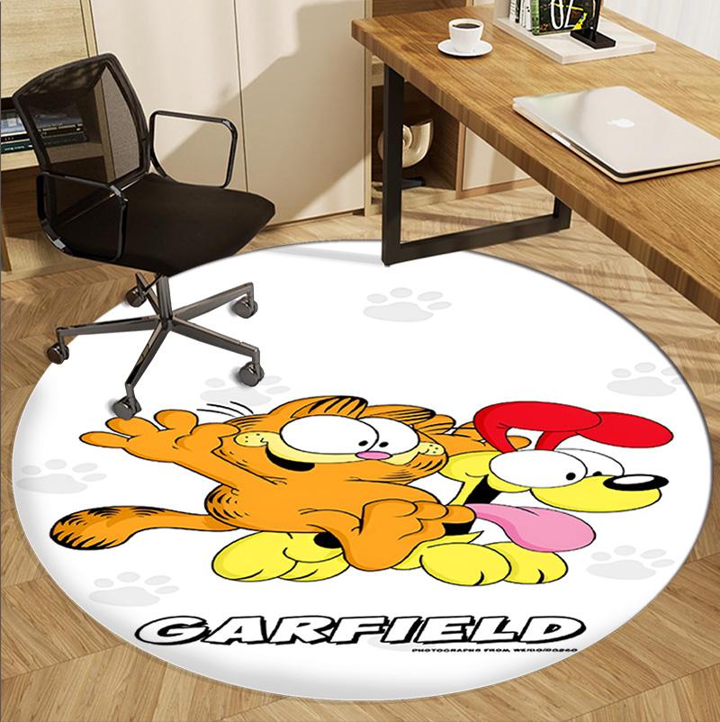 Garfield Pattern Round Rug, Indoor/Outdoor Mat, for Picnic, Gameroom, Bedroom, Office, Living Room, Home Decor Carpet, Birthday Gift