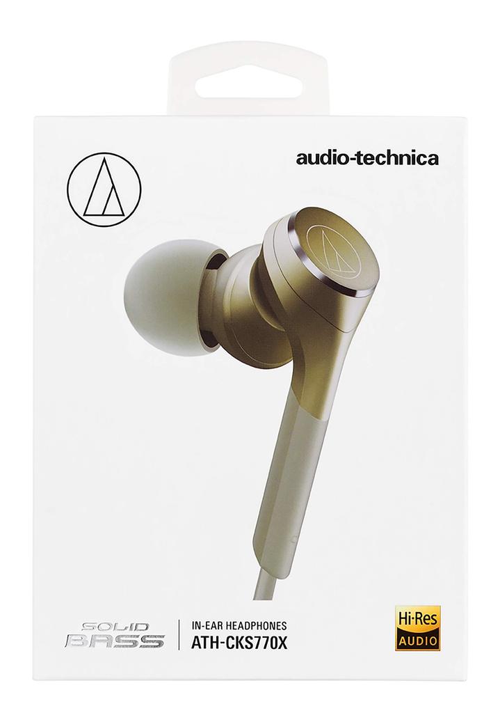 SOLID BASS Глубокий звук Шампань CG Наушники-вкладыши Audio-Technica, Проводные, Бас, Совместимые с высоким разрешением, Золотой, ATH-CKS770X