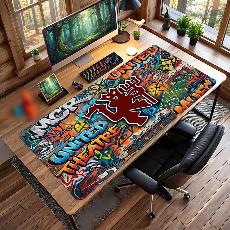 Большой игровой коврик для мыши Manchester United, нескользящий, мягкая резина, для офисного стола, ноутбука, компьютера, Декор