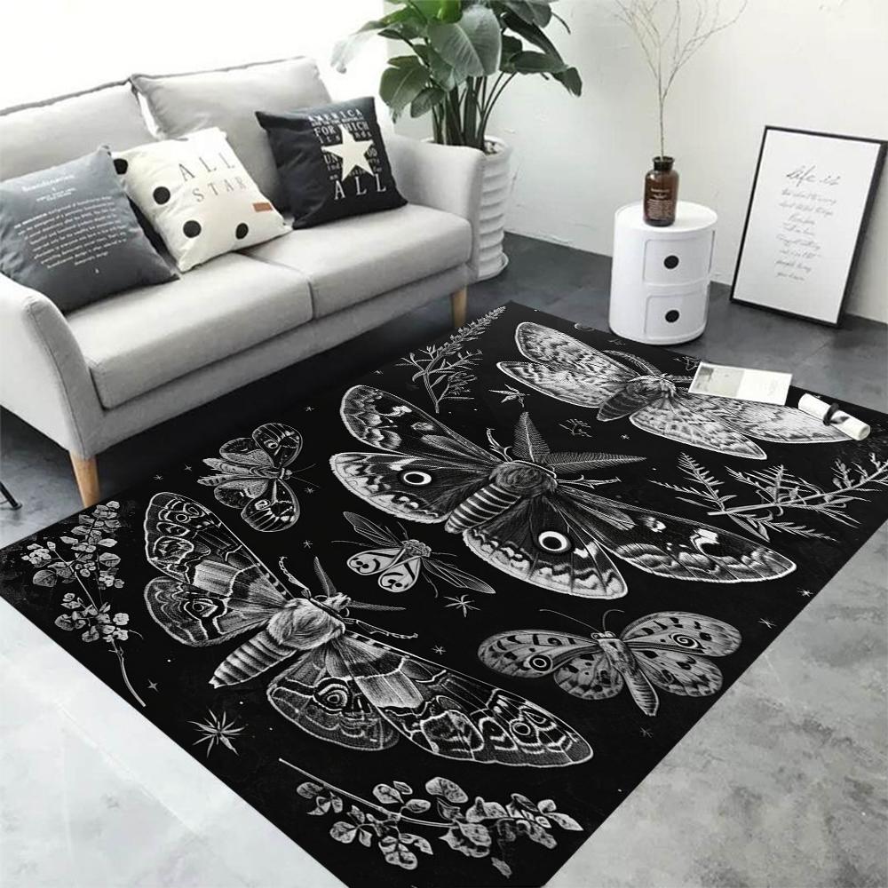 Mysterious Butterfly Plant Area Rug for Home Living Room Bedroom Kitchen Rug Non-slip Flannel Rug Machine Washable Floor Mat