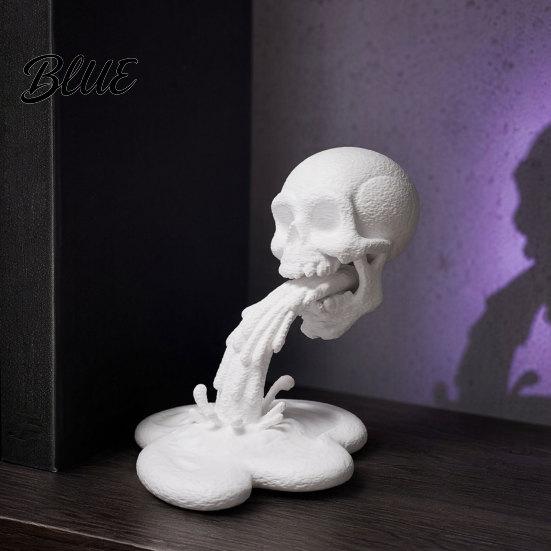 Стабильное основание Череп Украшение 3D Печатное Украшение Водный Поток, Креативная Статуя со Светом и Прочным Художественным Основанием, Компактное Готическое Украшение, Хэллоуин