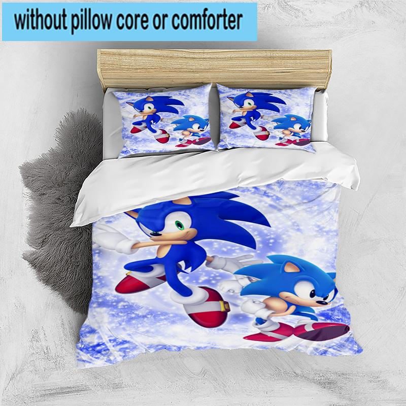 3PCS hedgehog Speed Adventure 3pcs Bedding,Including 3PCS Duvet Cover And 2pcs Pillowcases Perfect for Christmas,Ideal for Bedroom, Dormitory