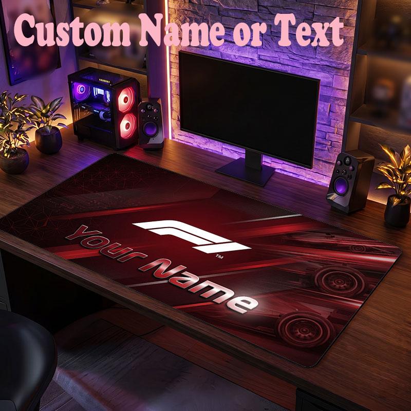 F1 Customized Name Text Mouse Pad, Large Desk Mouse Mat Personalized Home Office Present