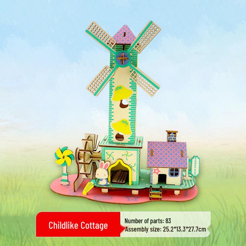 3D Деревянный Пазл Колесо Обозрения - Развивающий DIY Подарок для Детей