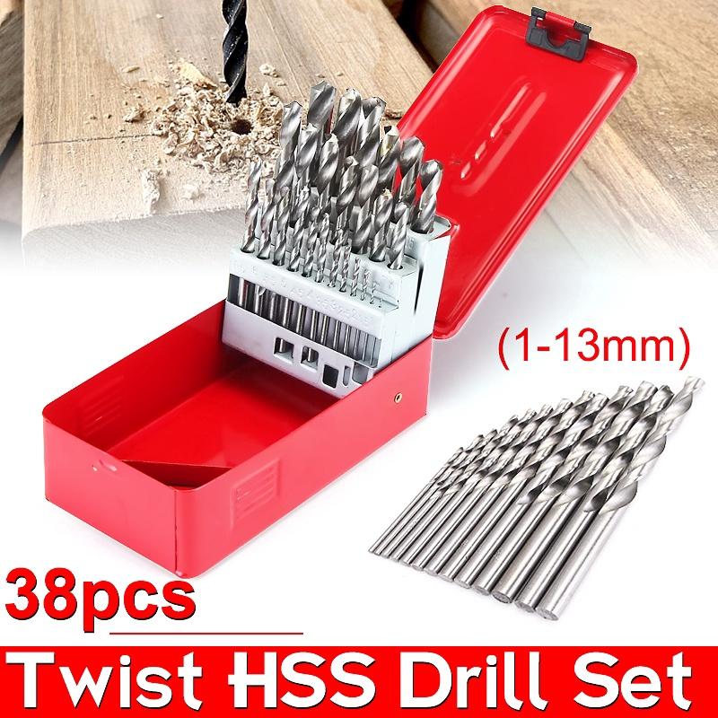 1мм - 13мм 38 шт. Набор метрических сверл из быстрорежущей стали HSS в металлическом кейсе