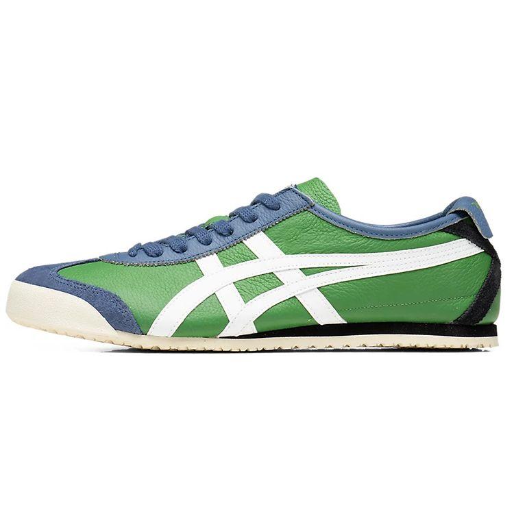 ONITSUKA TIGER Mexico 66 Кроссовки с круглым носком на шнуровке, кожаные, легкие, прочные, низкие, для бега, унисекс, зеленые 1183A201-303
