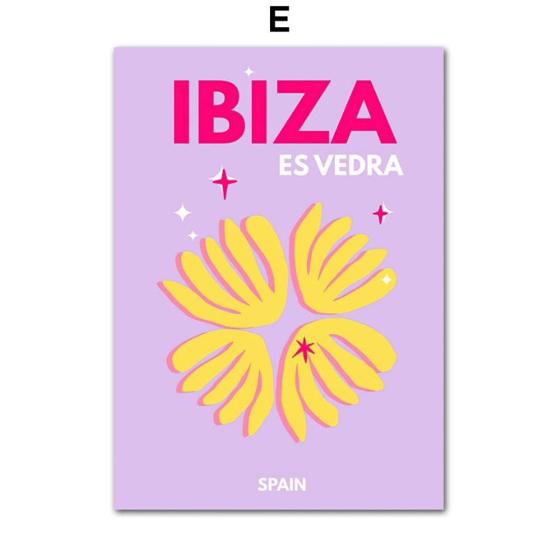 Color Travel City Abstract Posters Prints Ibiza Bondi Miami Palms Mykonos Wall Art Canvas Painting Pictures Bar Hotel Room Decor