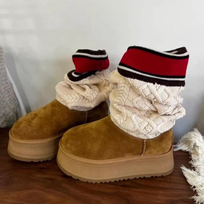 Распродажа Fur One Snow Boots High Tube Wool Tube Winter Womens New High Thick Bottom Long Tube Platform Shoes