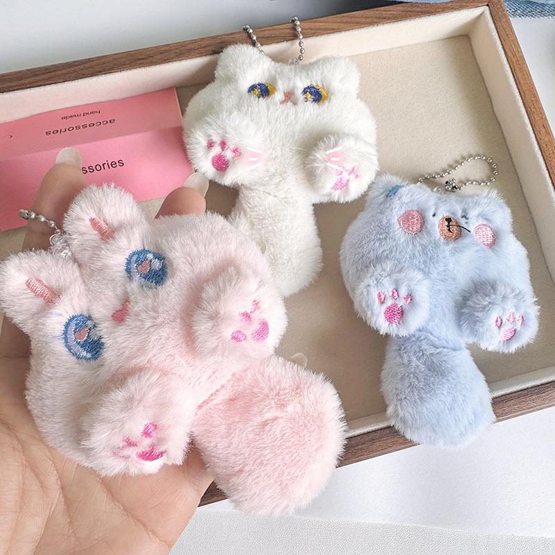Cute Long Tail Cat Keychain Plush Doll Toys Cartoon Kitten Soft Stuffed Animal Keyring Backpack Charms Bag Pendant Decor Gifts