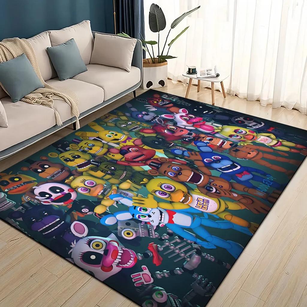3D F-Freddy Cartoon Game Area Rug Large,Carpet Rug for Living Room Bedroom Sofa Doormat Decoration,kid Play Non-slip Floor Mat