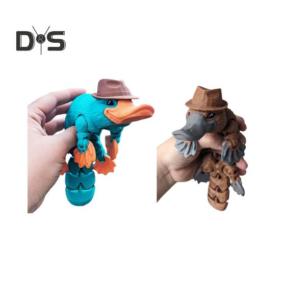 3D Printed Articulated Platypus Figurine Multi-jointed Movable Duckbill Action Figure Animal Fidget Toy Desktop Decoration Kids Adults Gift