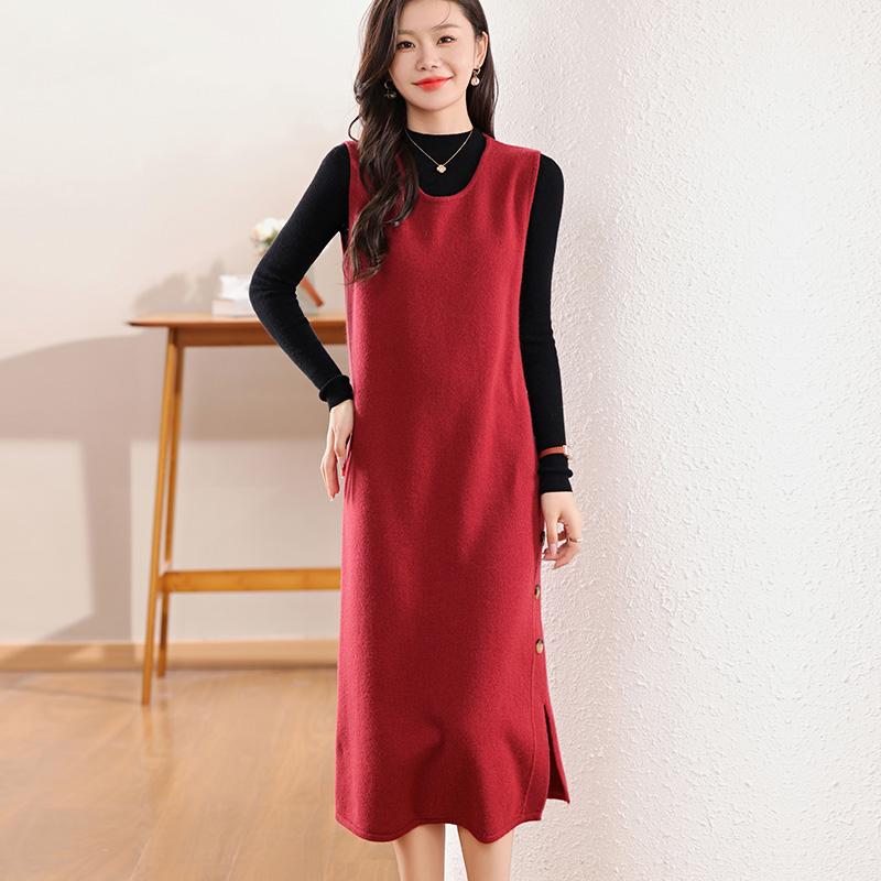 Женское кашемировое платье Qinghe кашемир 30% кашемир 70% шерсть осенне-зимняя кашемировая юбка мягкая и теплая