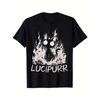 Футболка с графикой кошки Темный стиль Короткий рукав Повседневная одежда Топы для поездок