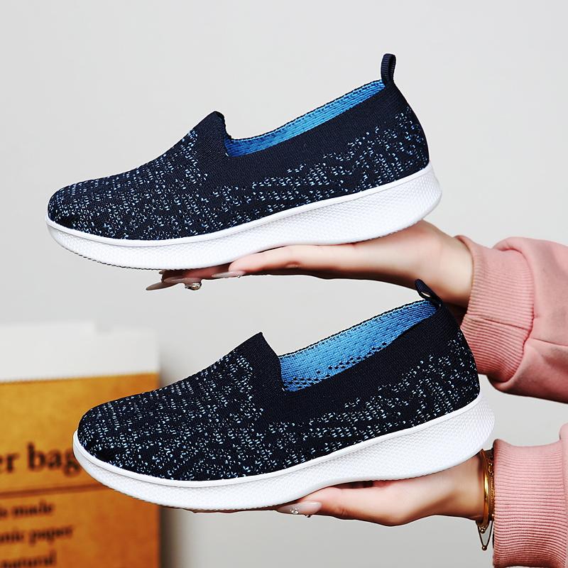 Новая женская обувь Дышащая легкая удобная повседневная спортивная обувь низкий верх сетка ленивые рабочие туфли большой размер лоферы