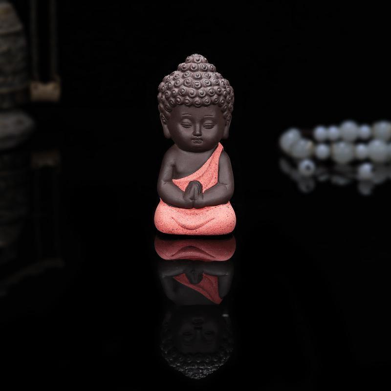 Ceramic Tea Pet Ornaments Buddha Enlightened Statue Mini Monk Figurines Fine Sand Little Monks Tea Pet Furnishing