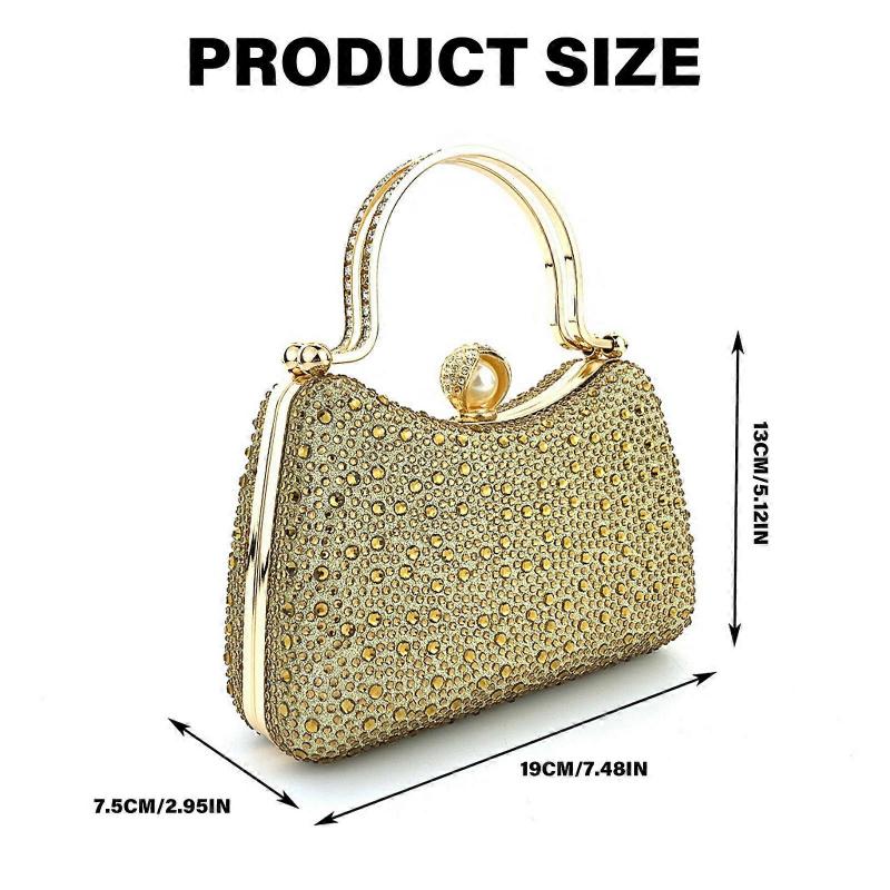 Fashionable Evening Purse Crossbody Handbag With Sparkling Rhinestones Delicate Chain Strap Shoulder Bag For Women  Silver