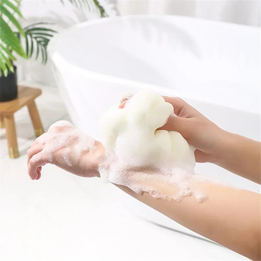 Шарик для ванны, отшелушивающий скруббер, мягкая сетка для душа, пенящаяся губка, очиститель кожи тела, инструменты для чистки, аксессуары для ванной комнаты