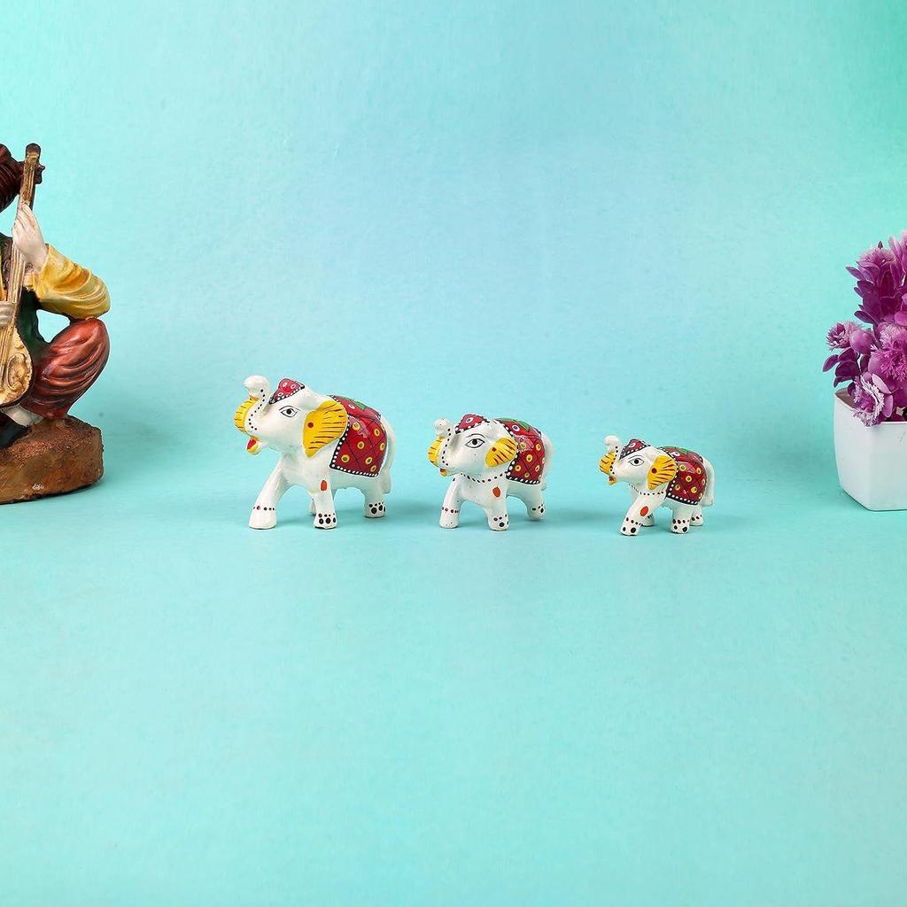 Набор из 3 фигурок слонов ручной работы из папье-маше для домашнего декора и подарков
