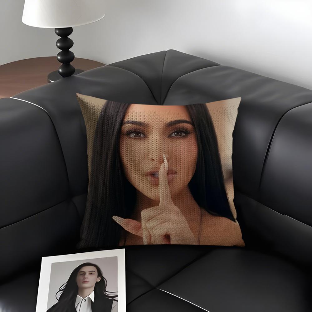 KKim KardashianN Star Cushion Cover Natural Linen Organic Fabric DoubleSided Printing Sofa Home Decor Gift Pillow Case