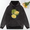 Delicious Durian Opened Printing Women Washed Hoodie Loose Fashion Streetwear Autumn Multicolor Hoodies Cotton