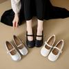 Xiaoxiangfeng Low-heeled French Retro Woven Square Head Mary Jane Single Shoes Women's 2025 New Flat-bottomed Versatile Women's Shoes