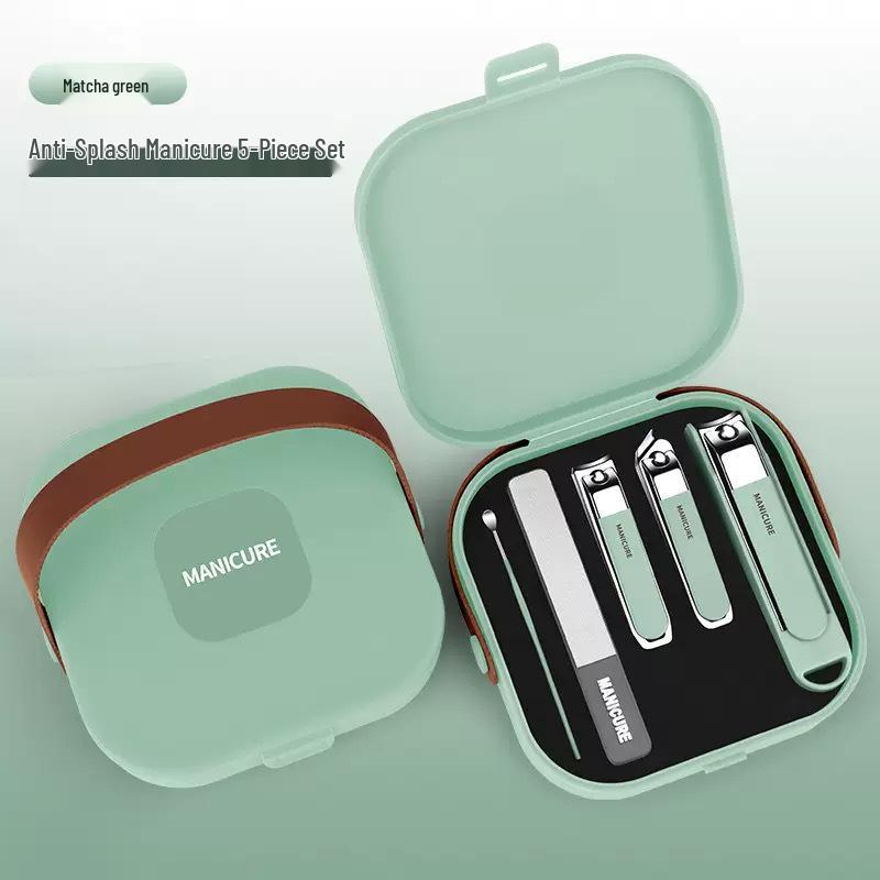 2025 Portable Anti-Splash Carbon Steel Nail Clippers & Ear Pick Set for Men's Manicure