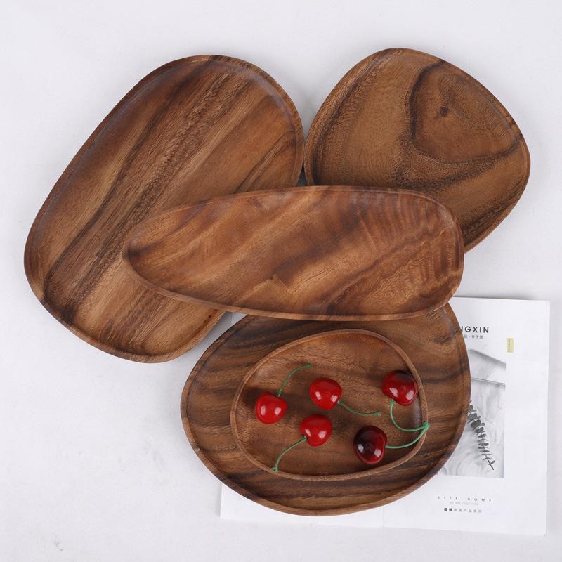 South American Walnut Creative Solid Wood Tray, Japanese Style Household Dry Foam Tray, Irregular Fruit Tray, Snack and Tea Tray