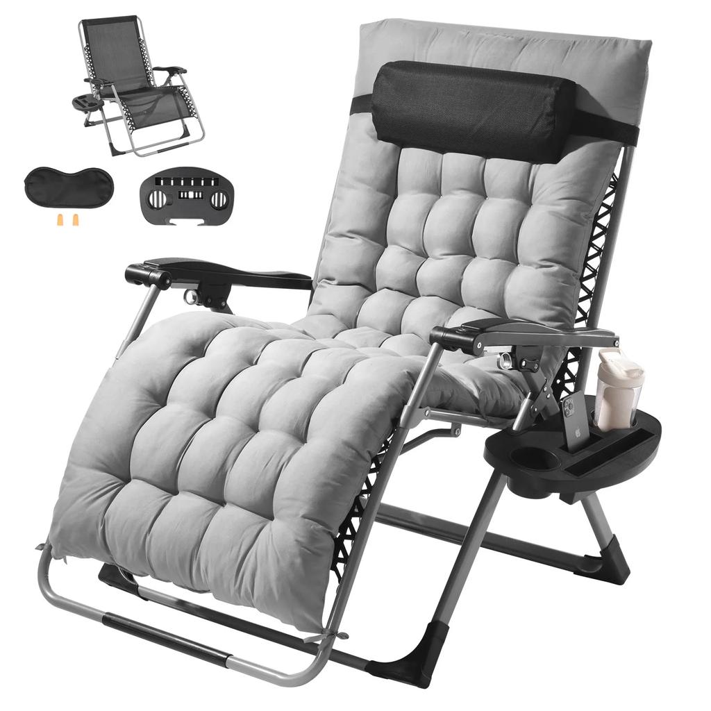 VEVOR Zero Gravity Chair, 33 inch Zero Gravity Recliner Lounge Chair for Indoor and Outdoor, Adjustable Anti Gravity Chair with Cushion, Headrest