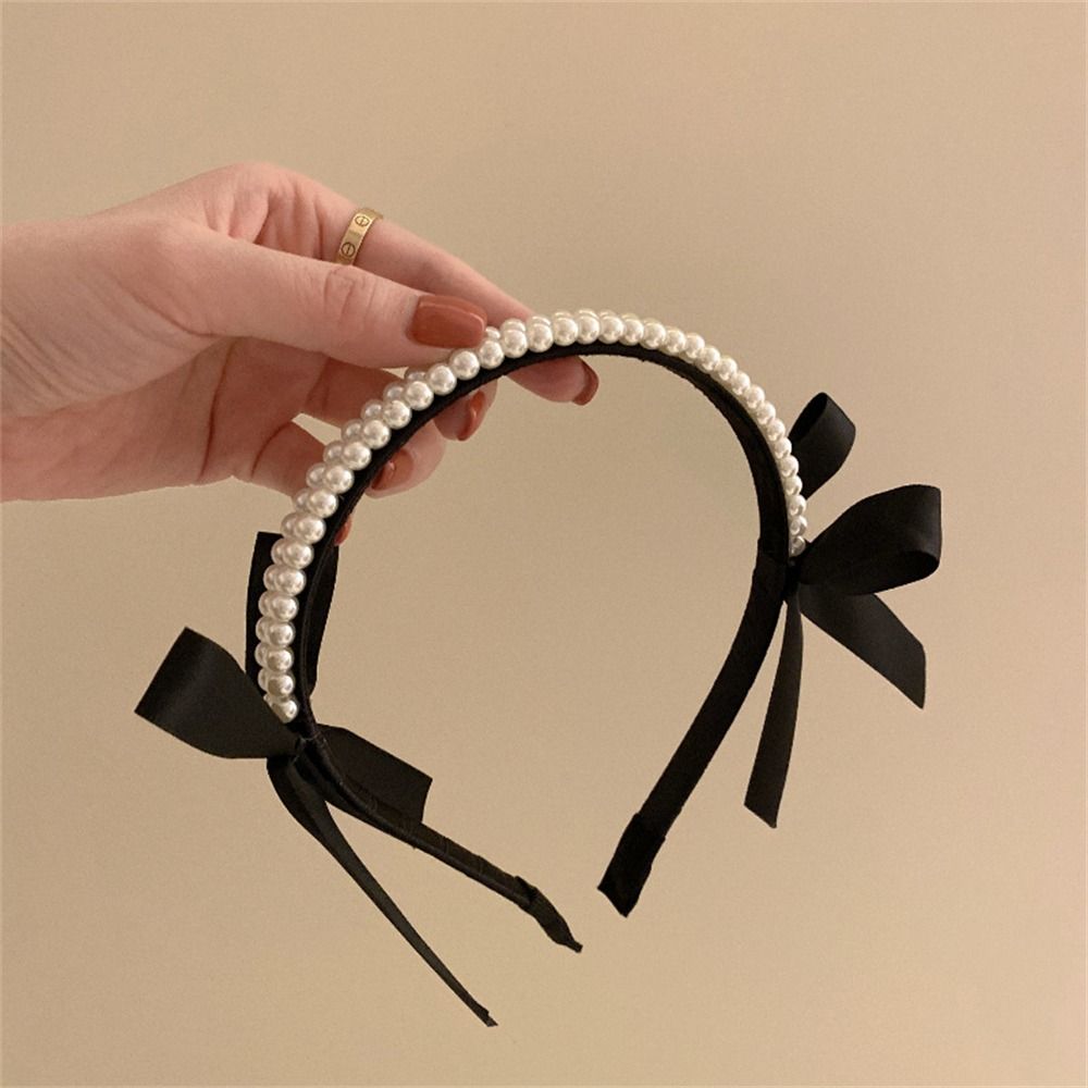 Hair Accessories Pearl Bow Bezel Headwear Hairband Headband Hair Bands Hair Hoop