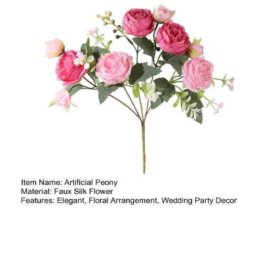 Букет из 5 искусственных пионов с бутонами, реалистичный цветок пиона из искусственного шелка со стеблем для свадьбы, свадебный букет, цветочная композиция, украшение стола