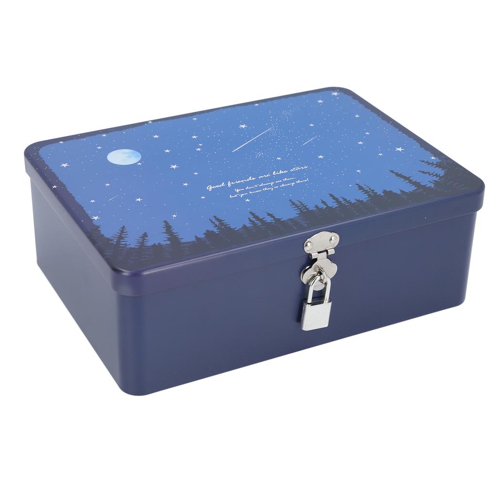 Retro Tinplate Storage Box Large Capacity Multifunctional Portable Vintage Metal Storage Container for Money Gift