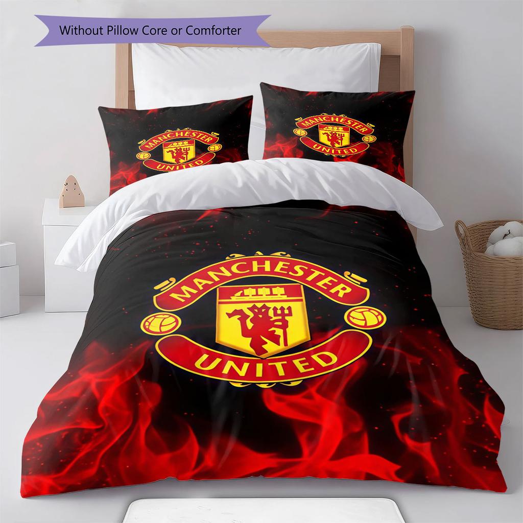 Shiny MUFC Cards Bedding Quilt Set Quilt Cover Pillowcase Home Decoration Birthday Gift (1 * duvet cover + 2 * pillowcase, without core)