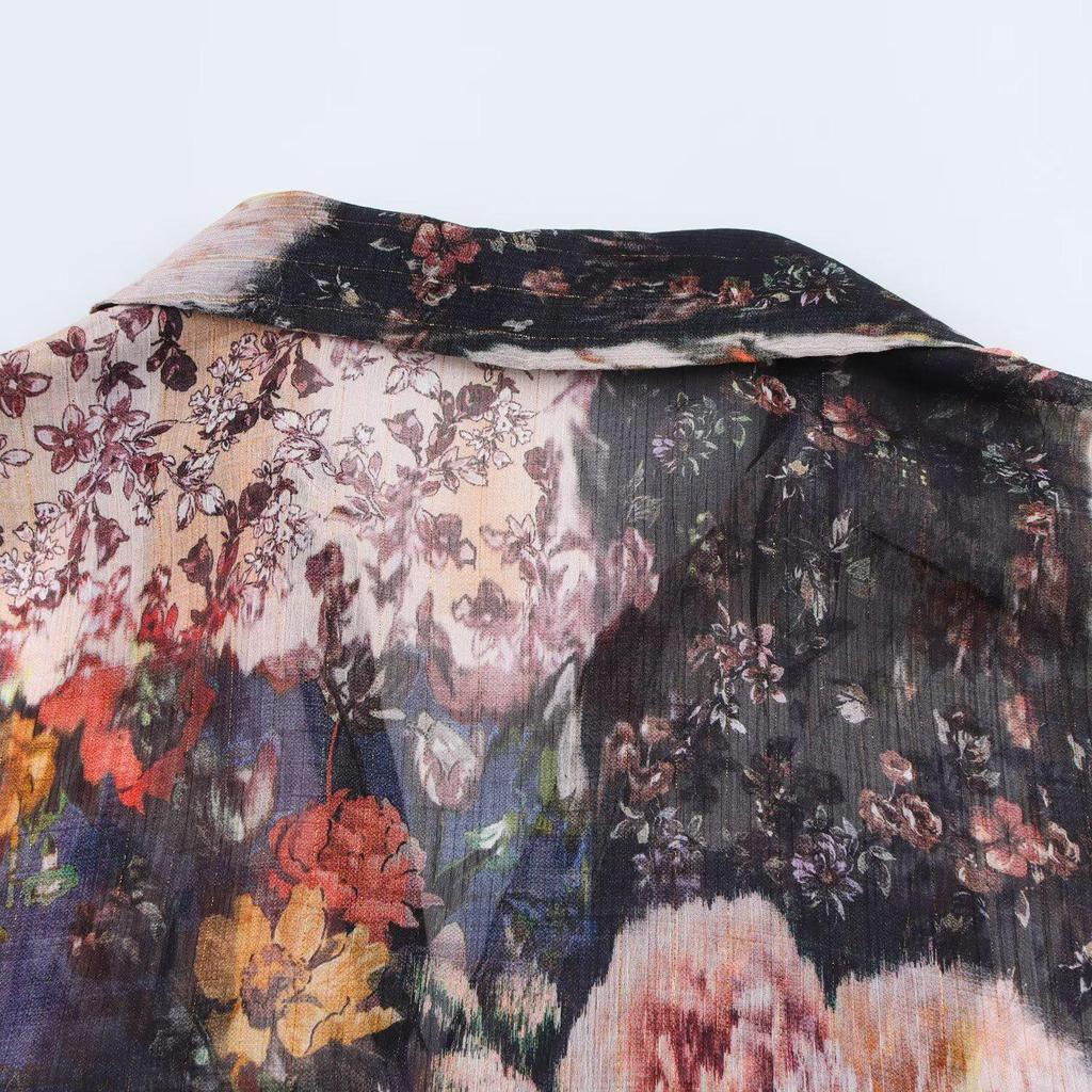 2025 Spring Women's V-Neck Printed Casual Shirt