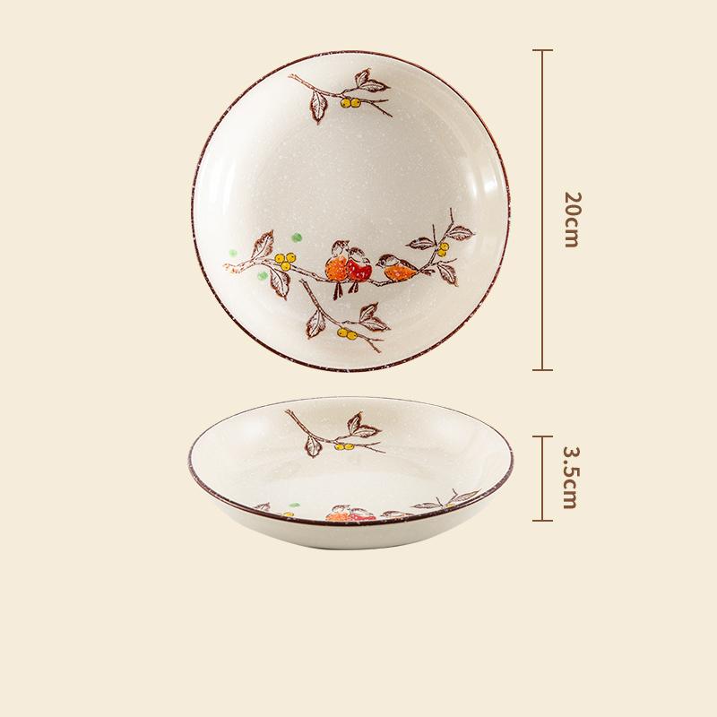 Современный стиль, расписанная вручную керамическая тарелка, креативные круглые тарелки для фруктового салата, домашняя тарелка для десерта к чаю в стиле ретро