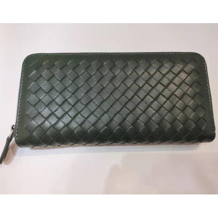 Кожаный плетеный длинный кошелек с несколькими отделениями, простая деловая сумка на молнии, горизонтальный большой кошелек для банкнот