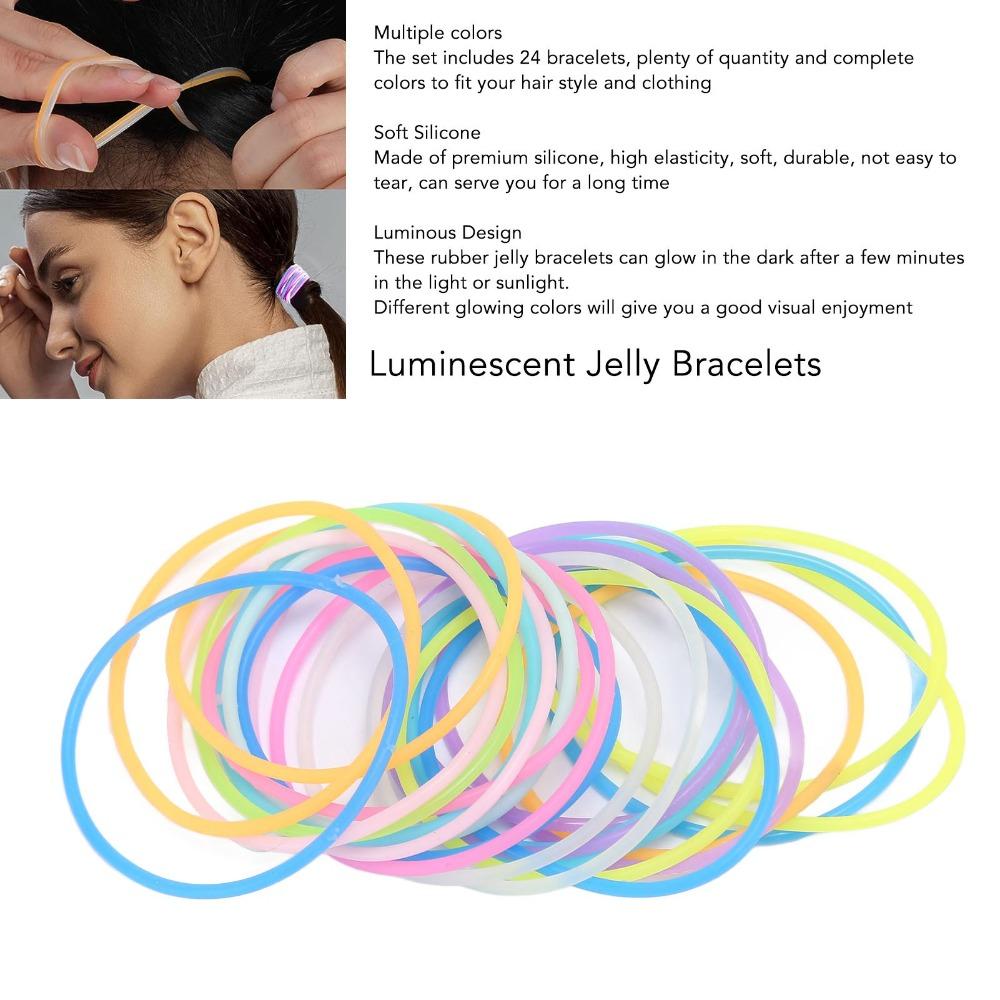 100pcs Gummy Rubbe Silicone Gel Bracelets Elastic Wristband Bracelet  For Girls Women