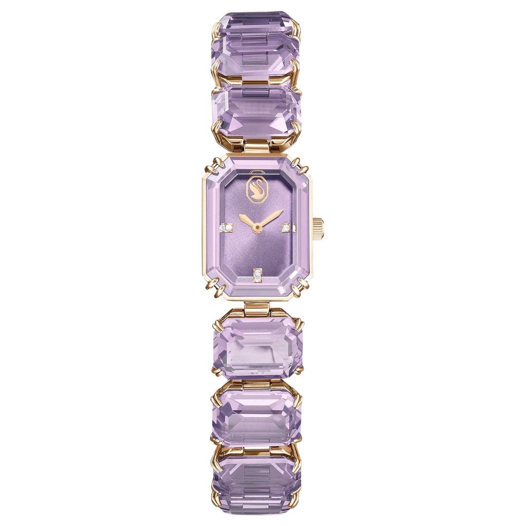 Swarovski Часы серии Millenia Jewelry Кварцевый механизм Стальной ремешок 30 мм Фиолетовый циферблат Водонепроницаемость 50 м Женские часы 5722364