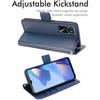 TECHGEAR Leather Wallet Case for Oppo A16s - Blue PU Leather, Magnetic Closure, 3 Card Slots + Cash Pocket, Stand & Wrist Strap (HJ8U)