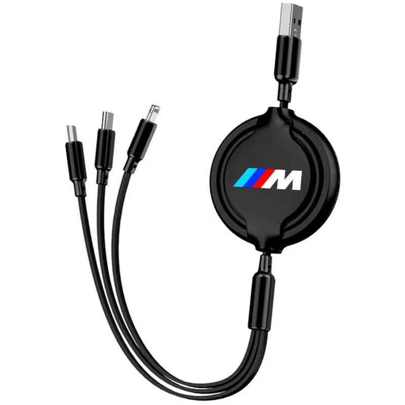 BAGG9 Car Sticker 3 In 1 Car Interior Fast Charger USB Data Cable For BMW M E46 E90 E60 F10 F30 F20 E39 E36 X5 E70 F25 F15 E53 E92 E87