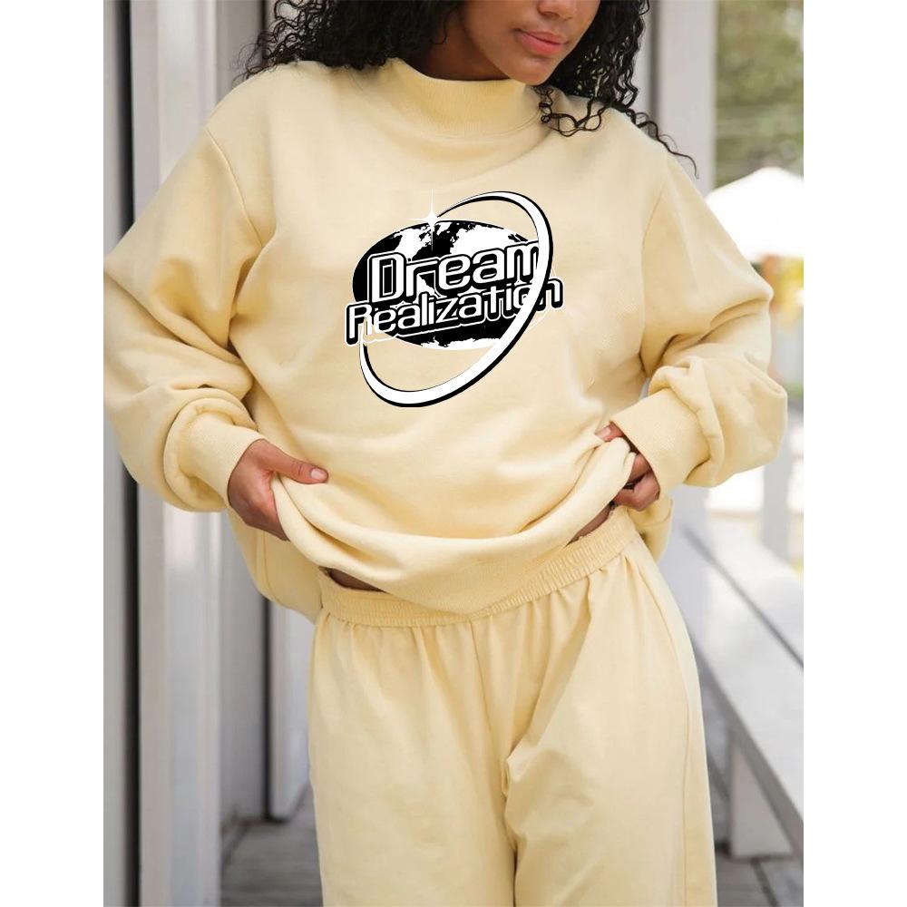 Trendy Women's Autumn Sweatshirt: European Size, Casual, Fashionable, Comfortable, Mid-High Collar, Long-Sleeved