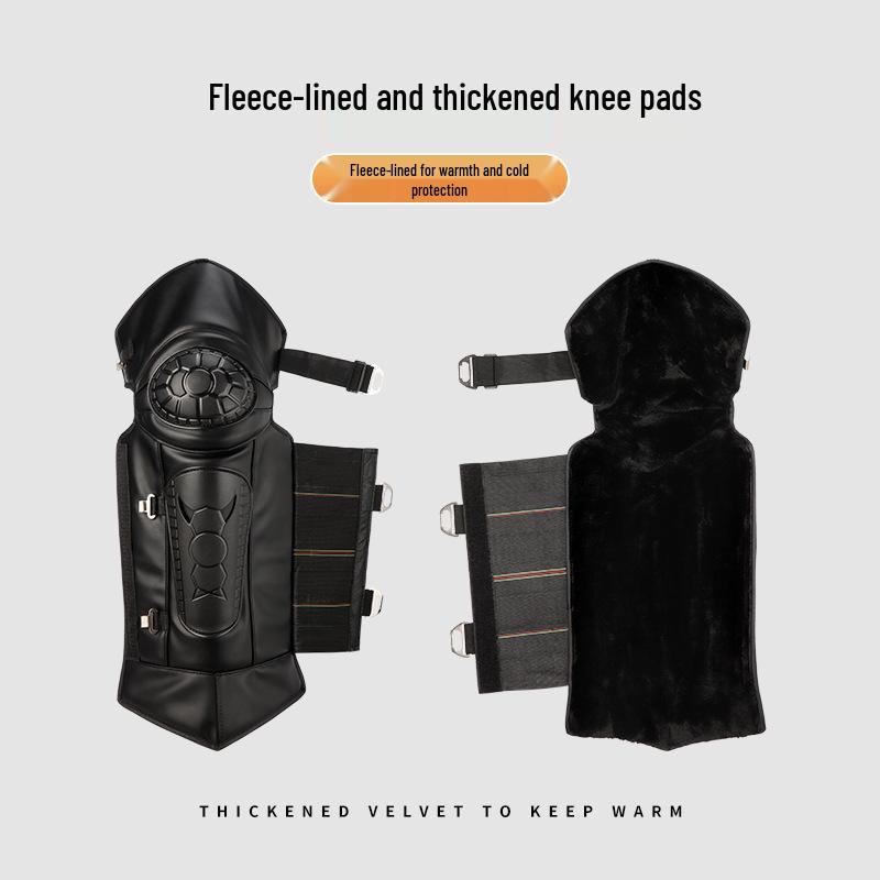 Winter Windproof Electric Motorcycle Knee Pads: Unisex, Thick, Long, and Short Style with Hard Shell for Cold Protection