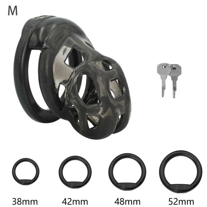 Soft Silicone Chastity Cage Device Anti-Cheating Penis Lock with 4 Size Cock Rings Penis Restraints for Men Adult Sex Toys