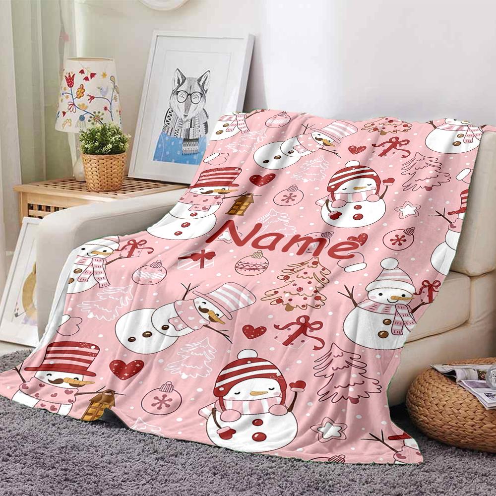 Custom Name Christmas Theme Printed Blanket - Perfect for Couch, Bed, Travel & Outdoor Use | Machine Washable, Cozy & Durable.