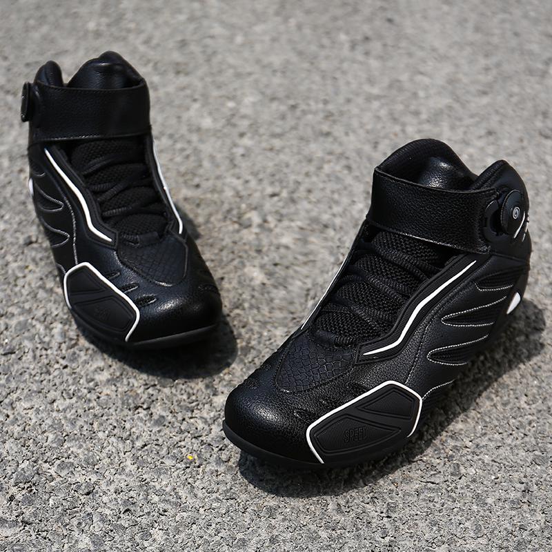 Мужские/женские высокие мотоциклетные ботинки 36–48, мотоциклетные ботинки, велосипедные ботинки с поворотной кнопкой и липучкой